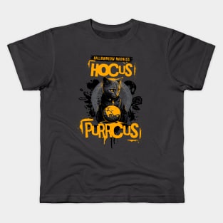 Halloween Cat Hocus Purrcus Art Kids T-Shirt